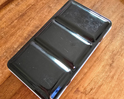 Palette métallique vide 12 demi-godets, Noire 3 compartiments