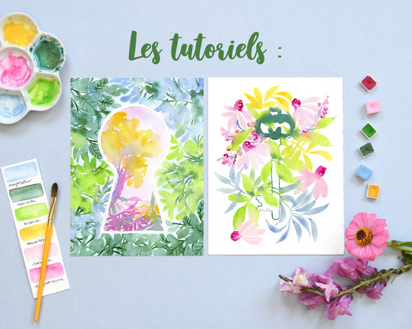 Jardin Secret, Set de 6 demi-godets d'aquarelle, carte et tutoriels vidéo