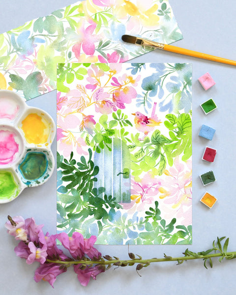 Jardin Secret, Set de 6 demi-godets d'aquarelle, carte et tutoriels vidéo