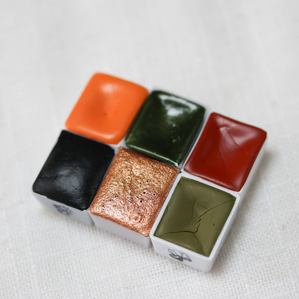 Set Forêt Enchantée, 6 demi-godets d'aquarelle