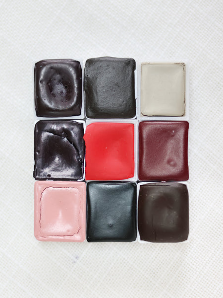 Set Les Vénéneuses x Fleurs Poudrées, 9 demi-godets d'aquarelle