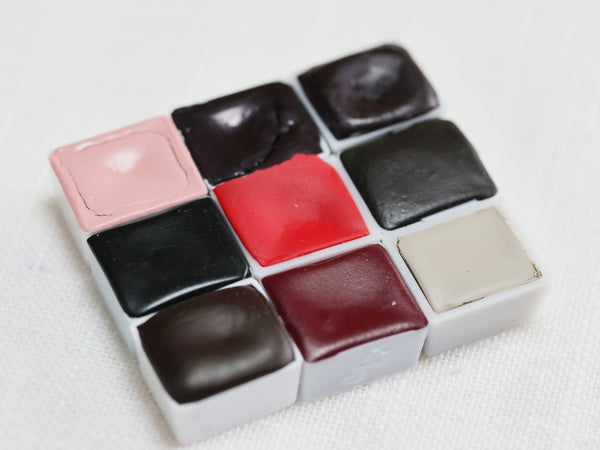 Set Les Vénéneuses x Fleurs Poudrées, 9 demi-godets d'aquarelle