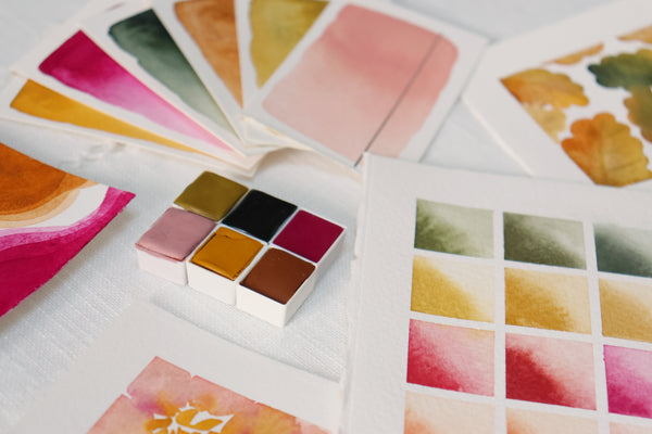 Ballade d'Automne, set de 6 demi-godets d'aquarelle