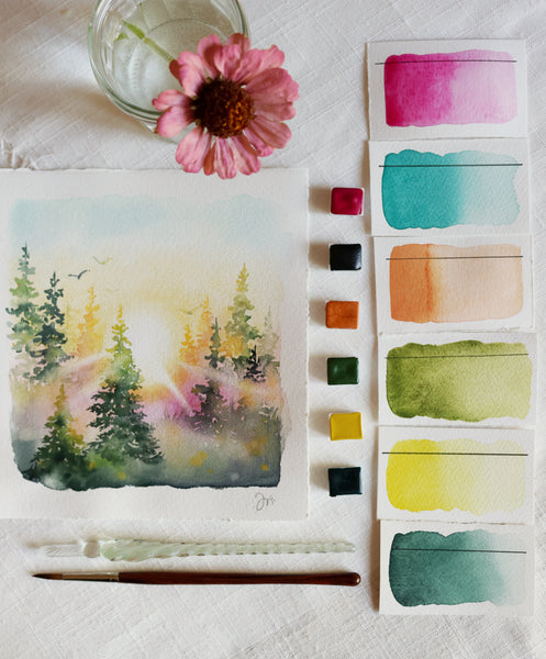 Jenni x Les Couleurs VF, set de 6 demi-godets d'aquarelle