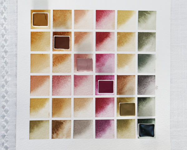 Ballade d'Automne, set de 6 demi-godets d'aquarelle