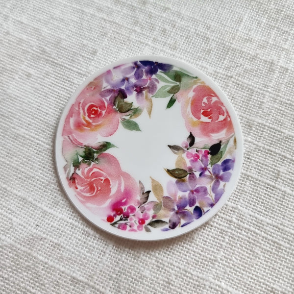 Sticker Cercle Fleuri roses et baies