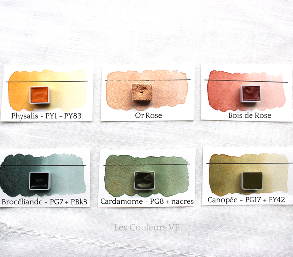 Set Forêt Enchantée, 6 demi-godets d'aquarelle